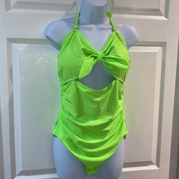 Tempt Me Women Sexy Cutout One Piece Tummy Control Halter Neon Swimsuit Size XL - Picture 4 of 12